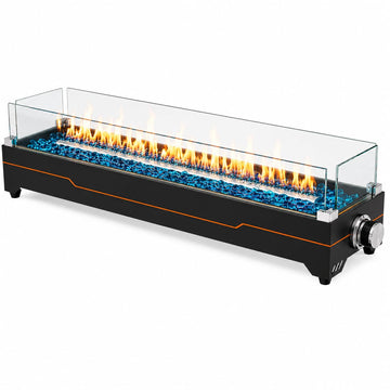 36 Inch Tabletop Fire Pit with Glass Wind Guards & Camping