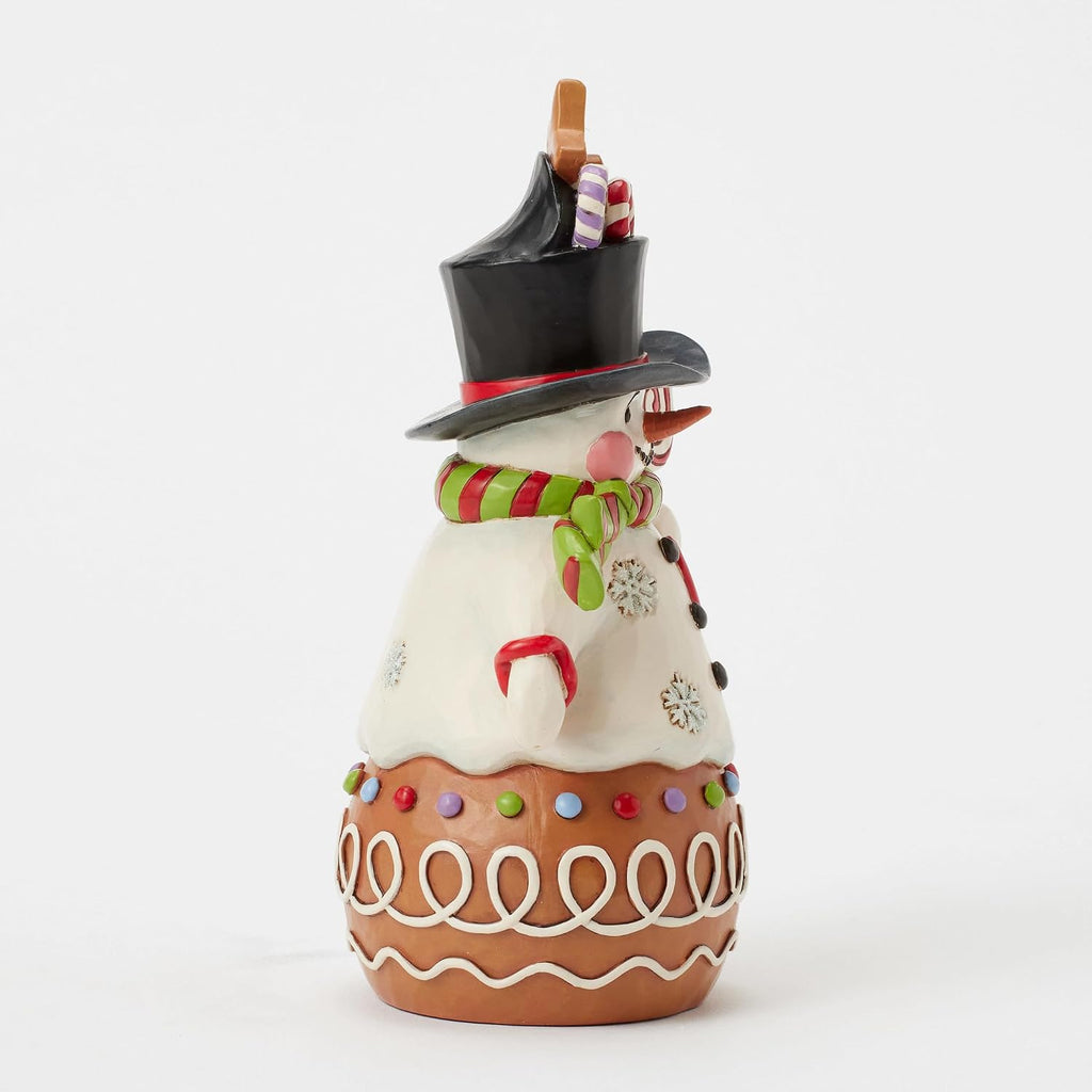 Jim Shore Heartwood Creek Gingerbread Christmas Snowman with Top Hat Figurine, 7 Inch, Multicolor