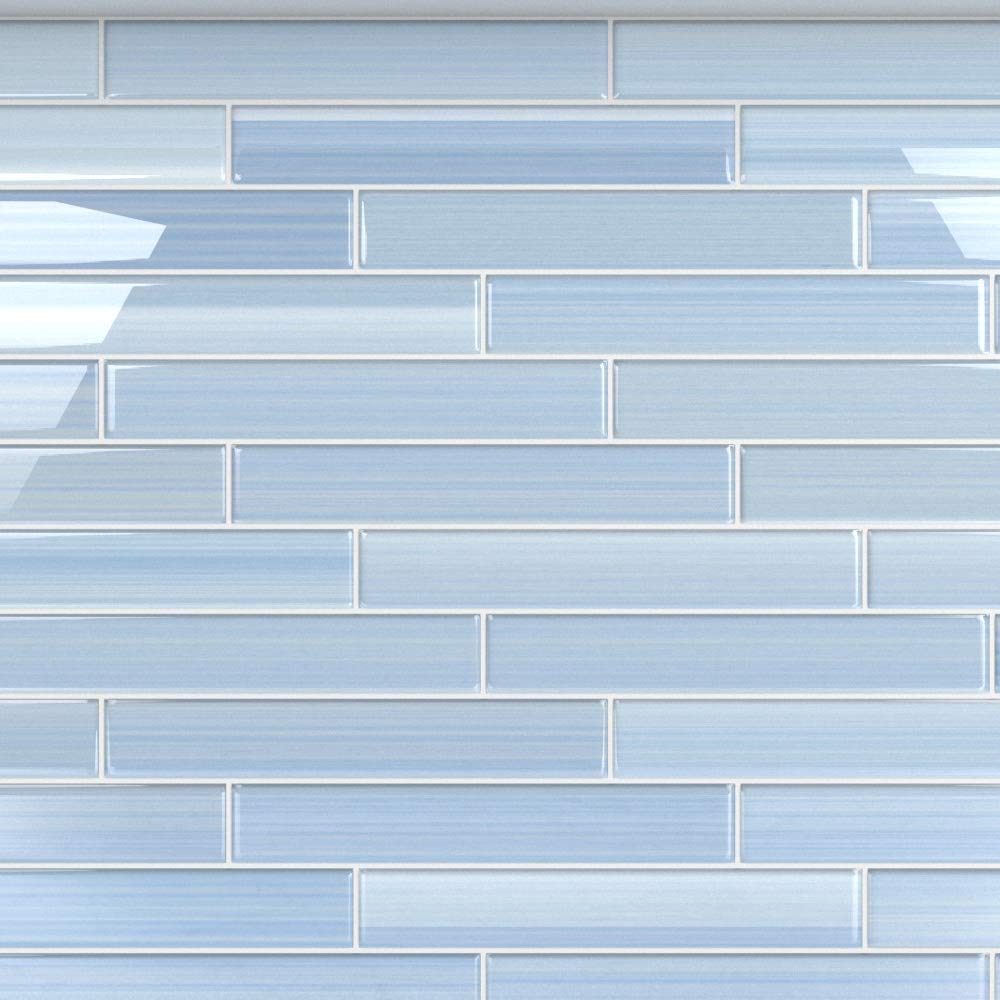 Big Blue Glass Subway Tile Backsplash or Bathroom/Showers, 2x12