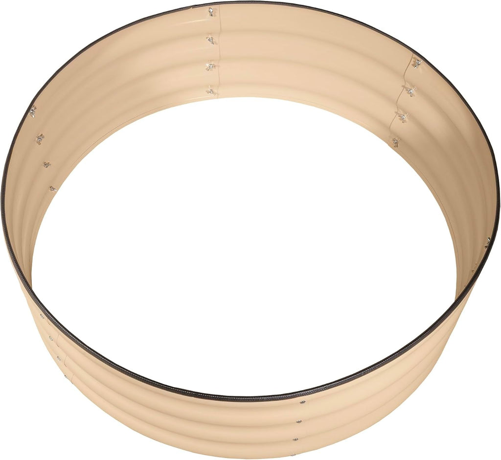 Metal Raised Garden Bed, Round, Beige