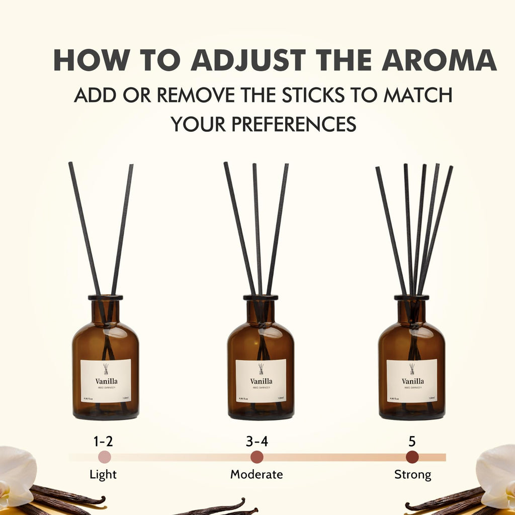 Reed Diffuser Set, 8.12 fl.oz Vanilla Oil Diffuser with 10 Sticks, Home Fragrance Reed Diffuser Shelf Decor & Air