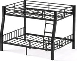 Full XL Over Queen Bunk Bed for Adults, Heavy Duty Metal Bed Frame with Full-Length Guardrails & Anti-Slip Ladder
