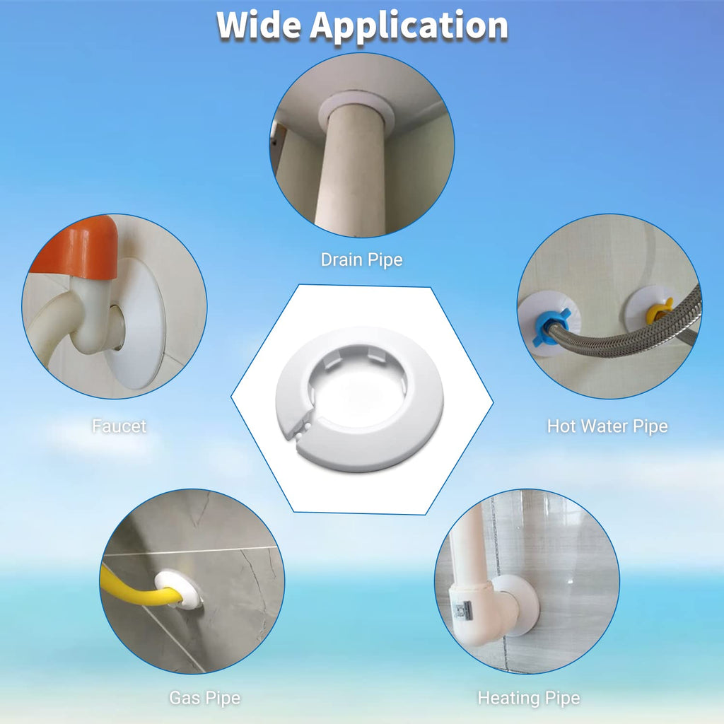 White Plastic Escutcheon Plate for 1.57 Inch Water Pipe Decoration