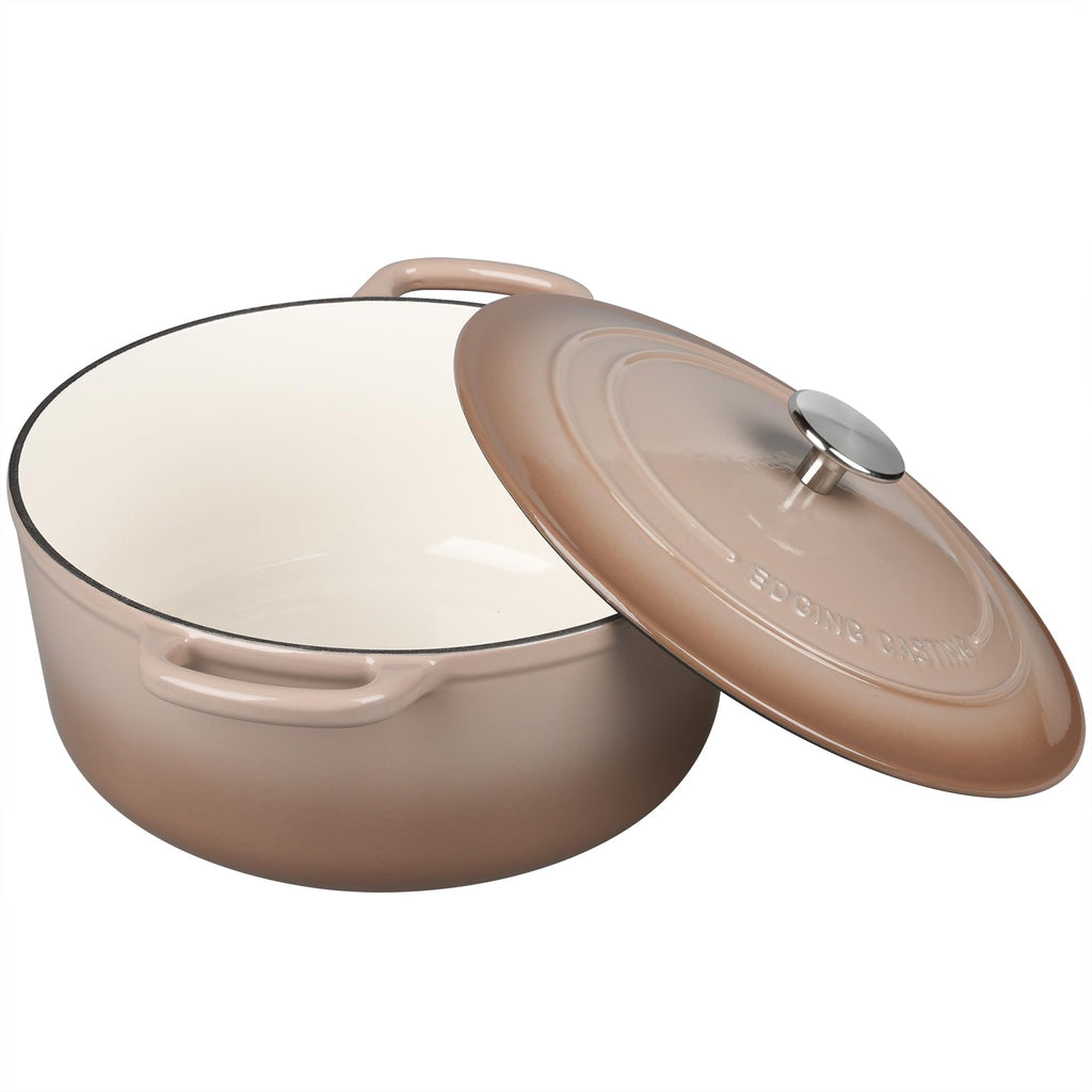 Enameled Cast Iron Dutch Oven Pot With Lid, 5.5 Quart, for Bread Baking, Cooking, Mocha