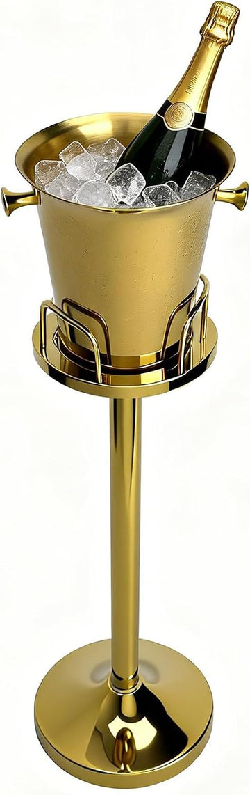 Champagne Bucket with Stand, Standing Ice Buckets 5L(Gold 1Pack)