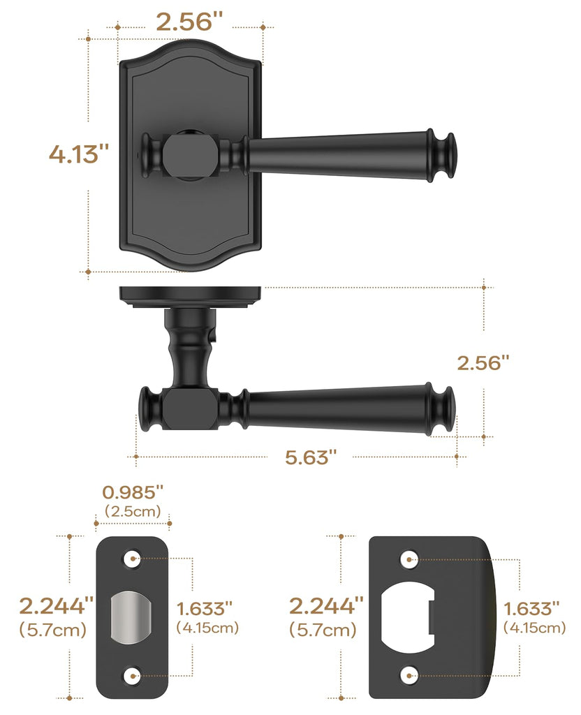 1 Pack Matte Black Passage Interior Door Handles