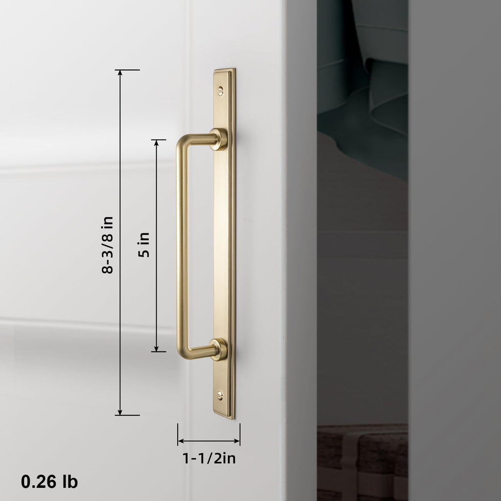 2 Pack 5'' Center to Center Champagne Bronze Cabinet Bar Pulls with Demi-Plaquette Backplate Modern Drawer Handles