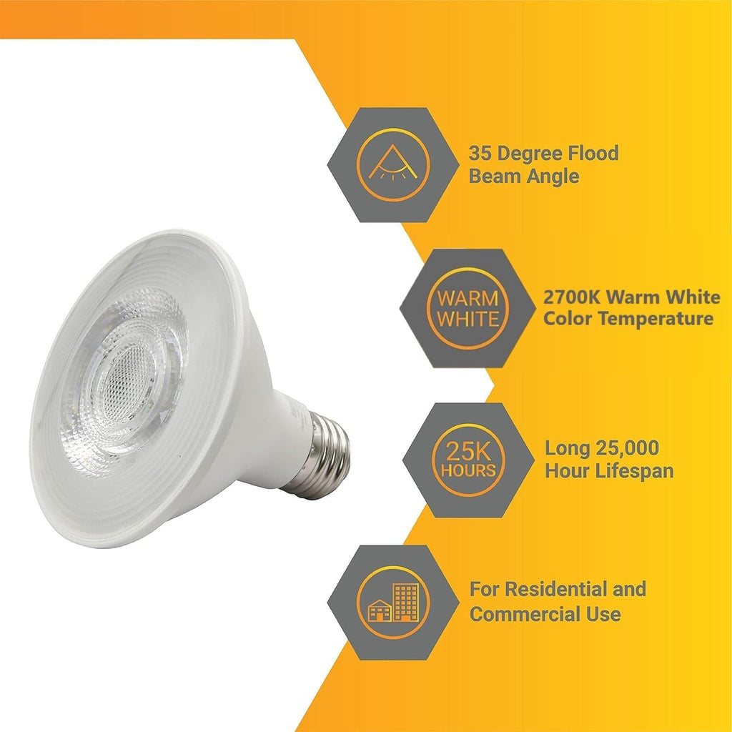 PAR30 LED Bulb Short Neck Flood Light Dimmable 9W (75W Equivalent) 750 Lumens E26 Standard Medium Base 2700K Warm