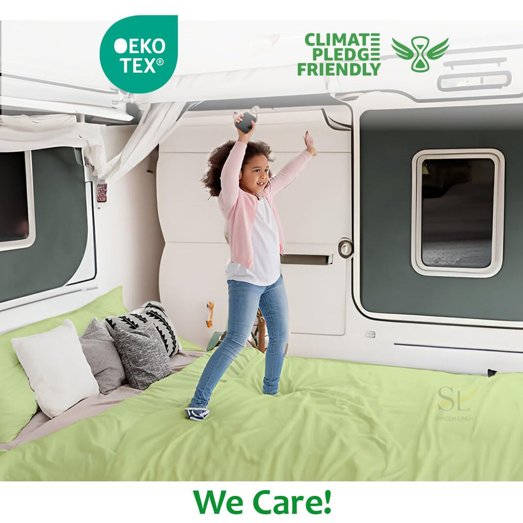 Microfiber RV Sheet Sets, 60x75 Short Queen, Sage Solid - Fits Mattresses up to 8 Inches Deep, 4 Piece RV Bed Sheets