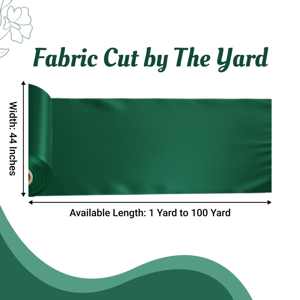 5 Yard Satin Fabric, 44" Wide, Charmeuse Sateen Cloth - Emerald Green