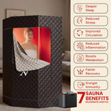 Upgraded Steam Sauna Portable with Red Light Therapy with Ice Bath Tub for Home Personal Home Spa Contrast Therapy