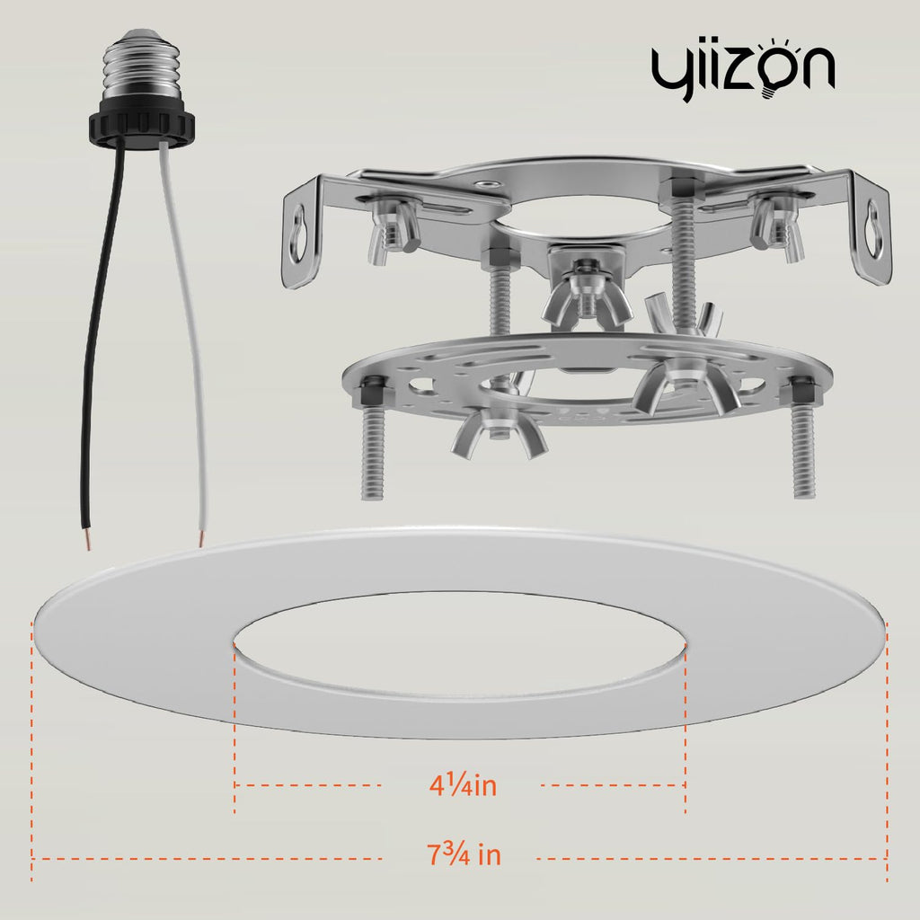 5 and 6 inch Recessed Can Light Conversion Kit, Ceiling Light Fixture Upgrade, Pendant & Hanging, 73⁄4 Inch Flat