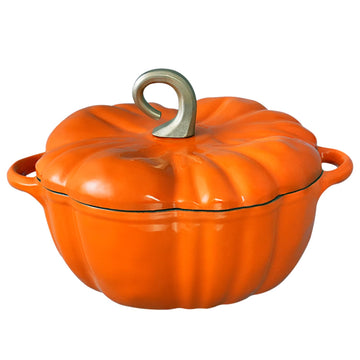 Pumpkin Dutch Oven Pot with Lid 3.8 Qt, Enameled Cast Iron, Halloween Decor