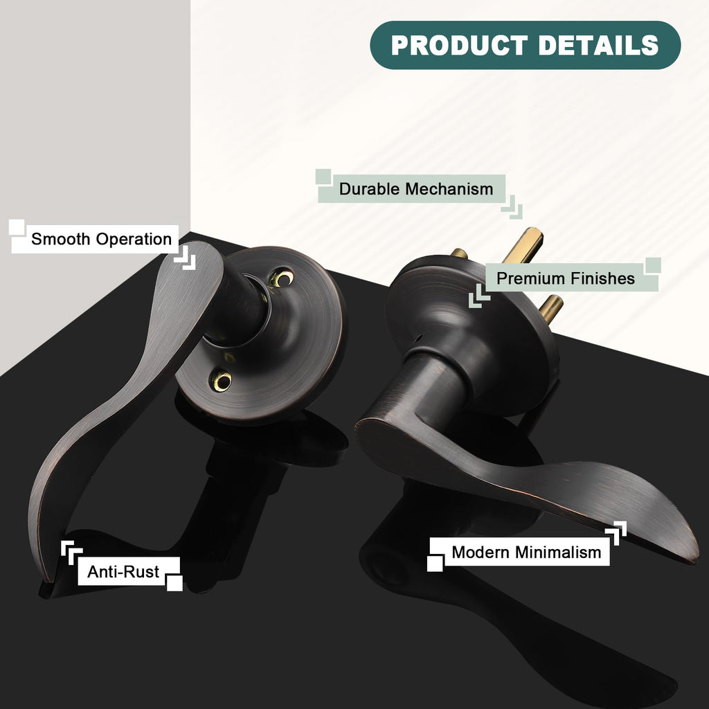 8 Pack Passage Door Levers Oil Rubbed Bronze Interior Door Handles with Lock Keyless Hall Closet Door Handles Bronze