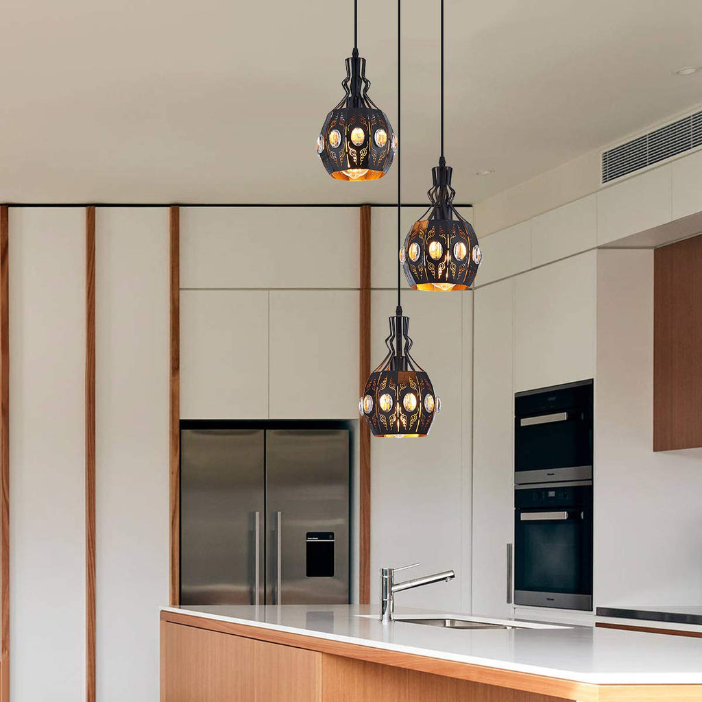 3-Light Industrial Pendant Lighting Vintage Hanging Ceiling Light Fixtures, Farmhouse Rustic Lantern Pendant Light