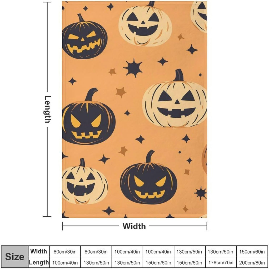Farmhouse Checkered Pumpkin Vine Halloween Fleece Throw Blanket, Cozy Decor Blanket for Sofa Living Room Fall Holiday