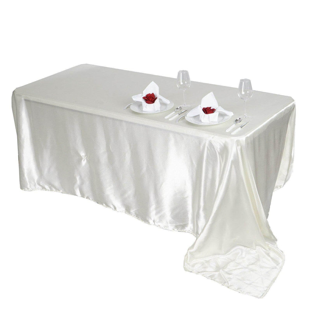 Rectangle Satin Tablecloth, 90"x156" Smooth Oblong Washable Table Cloth, Decorative Silky Fabric Table Cover for