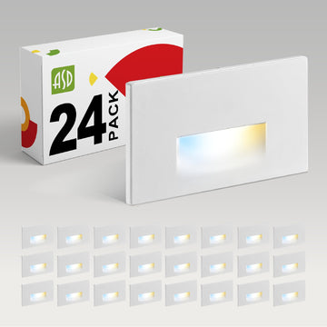 LED Recessed Step Light Fixture, Outdoor & Indoor Stair Tread Lighting | 3CCT, Dimmable, Waterproof, ETL Listed | 3W