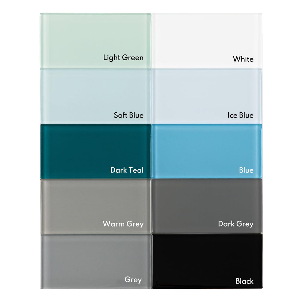 Ice Blue Glass Subway Tile, Glass Kitchen Shower Backsplash Wall, 4 x 12 Inches, 4 Sq.Ft.
