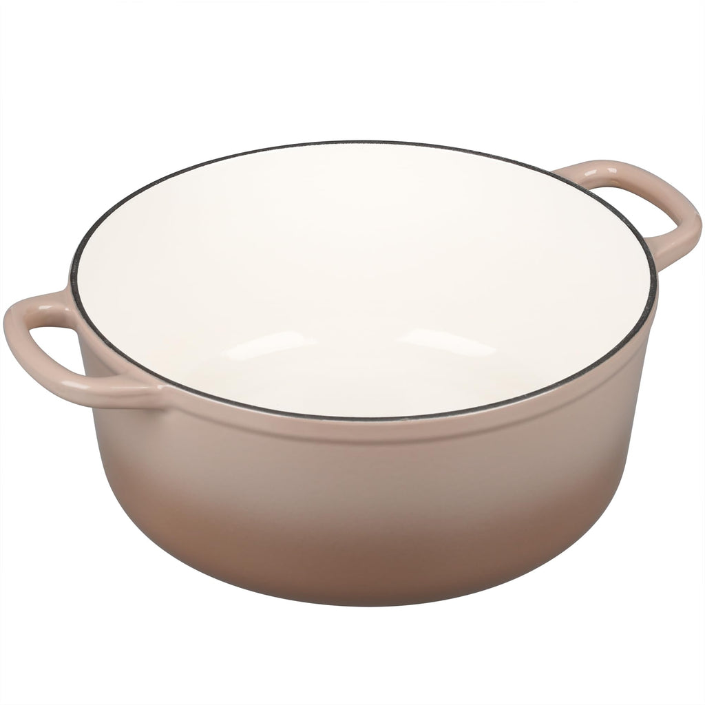 Enameled Cast Iron Dutch Oven Pot With Lid, 5.5 Quart, for Bread Baking, Cooking, Mocha