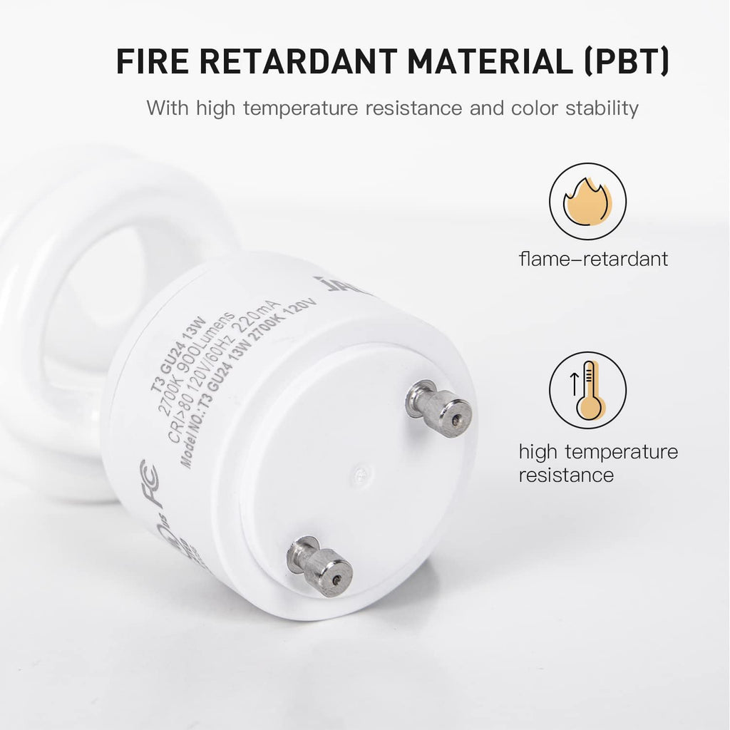 T3 UL-Listed GU24 CFL Light Bulbs, 2700K Compact Flourescent Bulbs