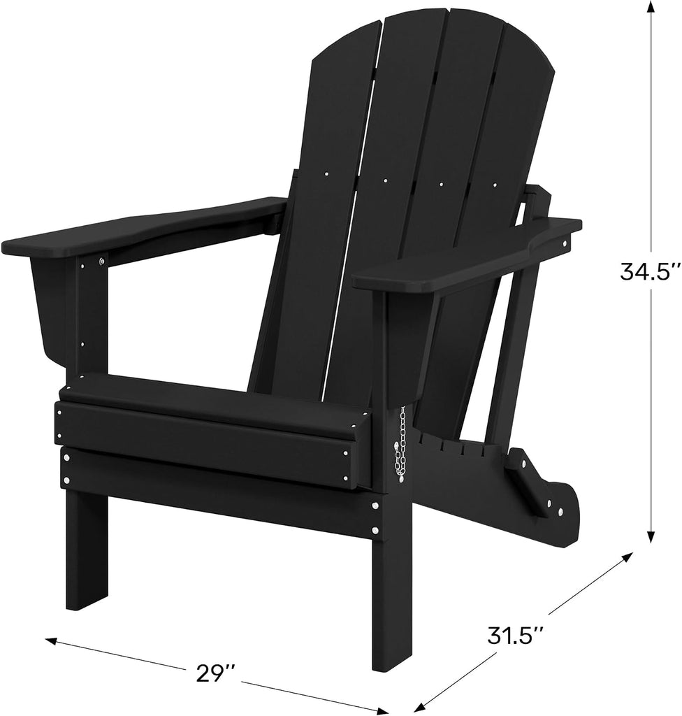 Malibu HDPE Outdoor Patio Folding Poly Adirondack Chair, Navy Blue