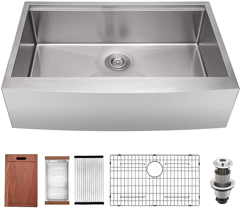 30 inch Farmhouse Kitchen Sink, Stainless Steel Workstation Farmhouse Sink, Handmade Modern Apron-front Single Bowl