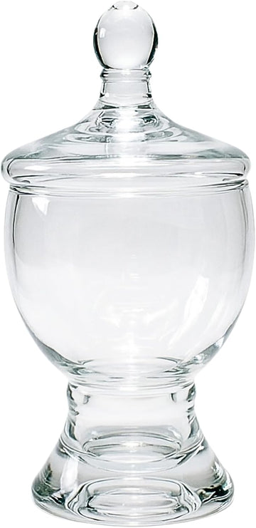 Clear Glass Apothecary Jar with Lid, Pedestal Base, Decorative Storage Jars Candy Buffet Container (Style C)