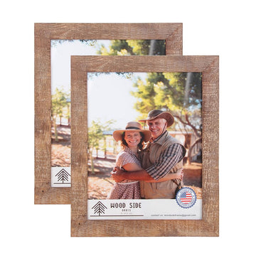 Rustic Barnwood Picture Frames 8x10 - Set of 2 - Natural Reclaimed Wood Real Glass - Wall and Tabletop - Farmhouse