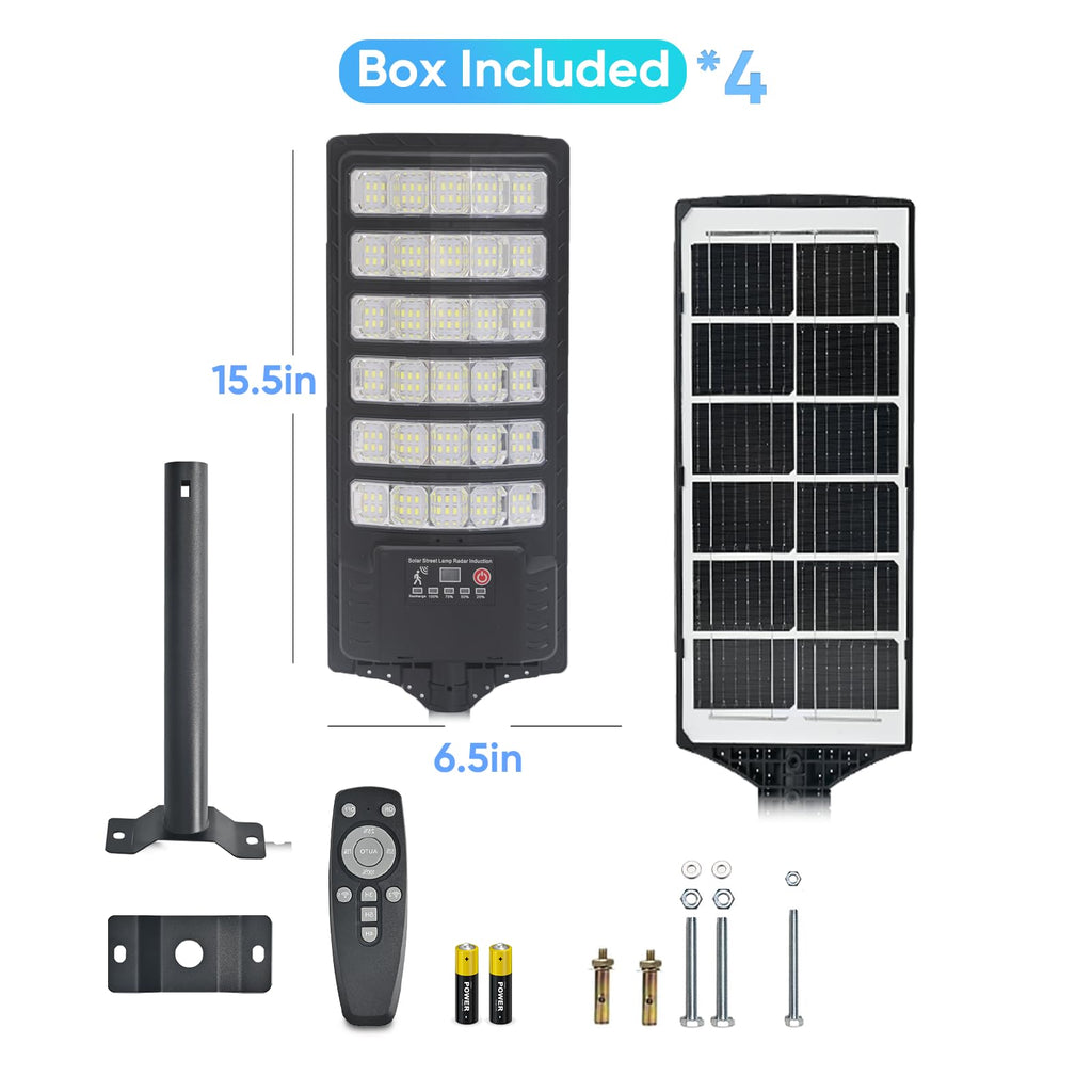 4 Pack Solar Street Light Outdoor 6500K Waterproof Motion Sensor LED Solar Powered Flood Light with Remote