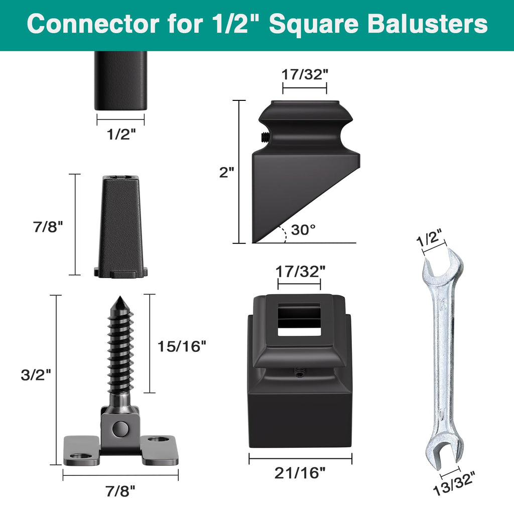 20P Adjustable Height and Angle Stainless Steel Connectors with Angled Shoes for Easy Installation of 1/2" Deck Stair