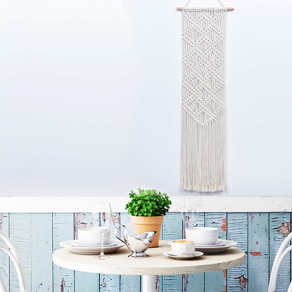 Macrame Wall Hanging - Boho Chic Woven Tapestry - Modern Rustic Wall Art Home Decor - Apartment Dorm Bedroom Nursery