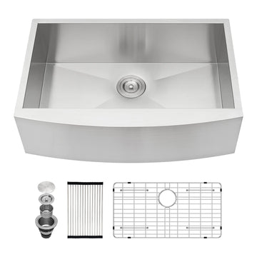 30 Inch Farmhouse Kitchen Sink - 30 x 20 Farmer Sink Stainless Steel 16 Gauge Single Bowl Apron Front Farm Style
