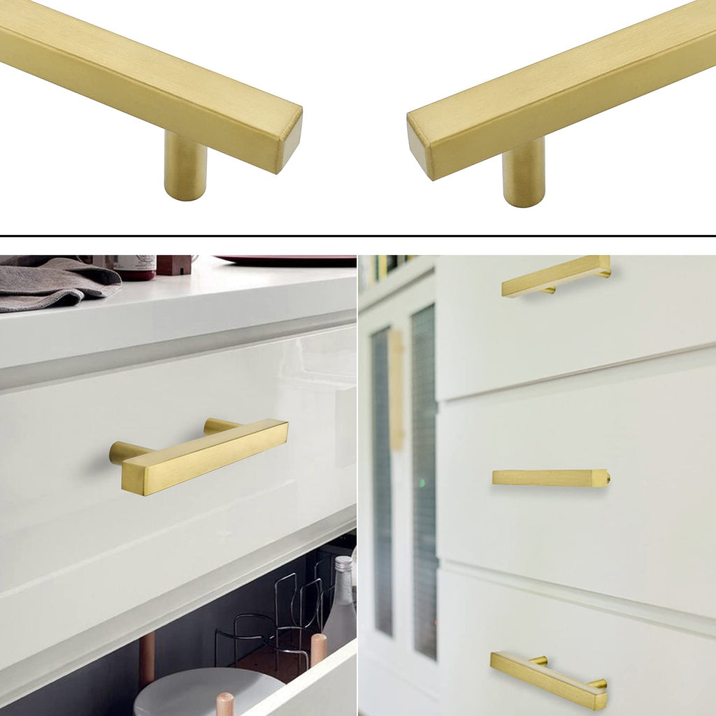5 Pack Gold Cabinet Knobs Brushed Brass Kitchen Pulls