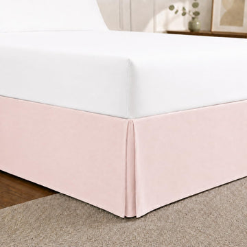 Queen Tailored Pleated Bed Skirt, 14" Drop, Blush