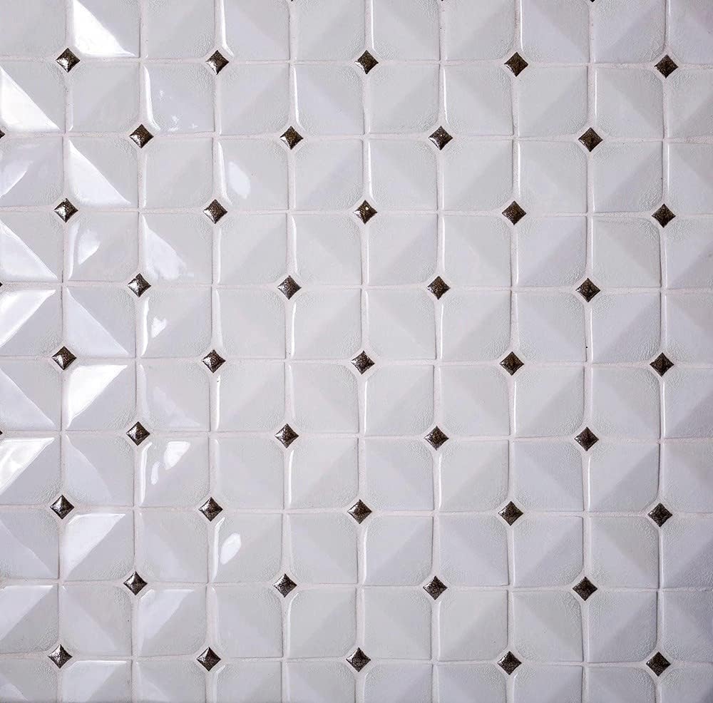 Chevron Square Ceramic Tile White 12x12 Polished 5 sq ft/case 5-Pack | Glazed decorative sheets. Kitchen backsplash