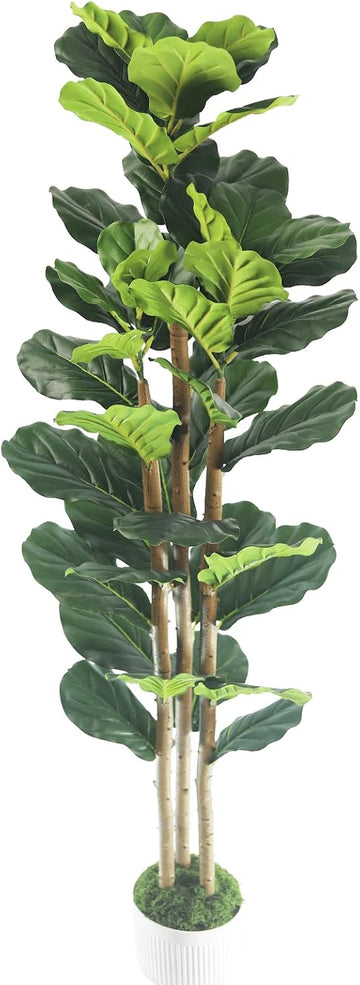 Artificial Fiddle Leaf Fig Tree 5ft - Fig Tree Artificial,Faux Fiddle Leaf Fig Tree with Realistic Resin Trunk &