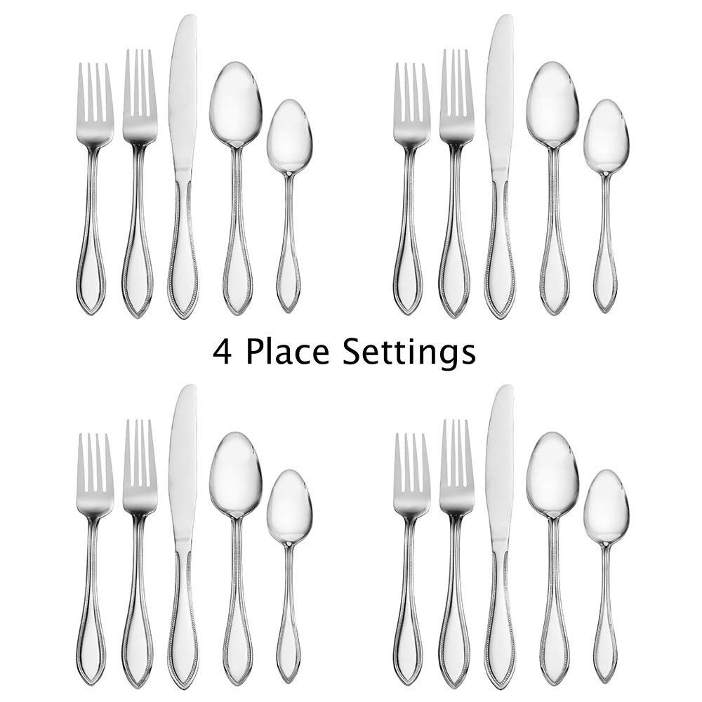 American Bead 20-Piece Stainless Steel Flatware Set, Service for 4