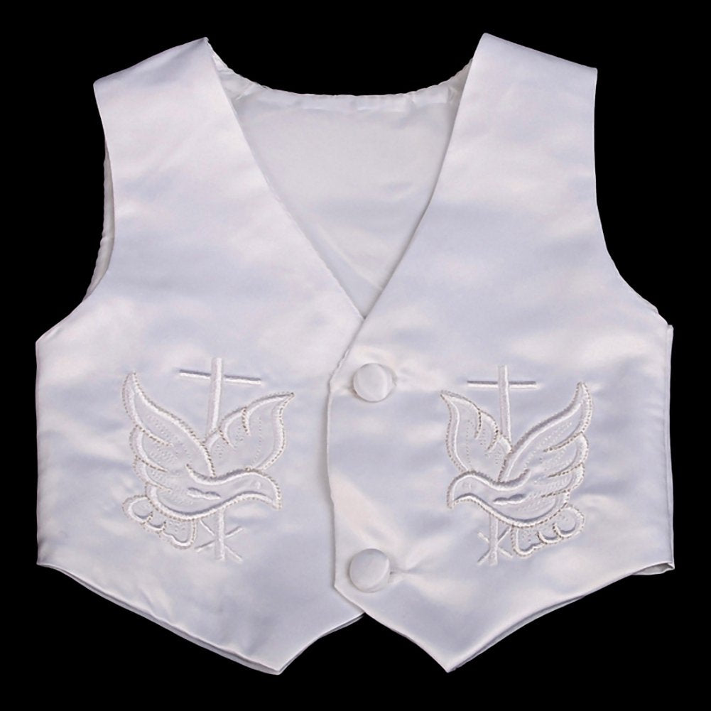 Baby Boys Christening Satin Suit Set White, Months