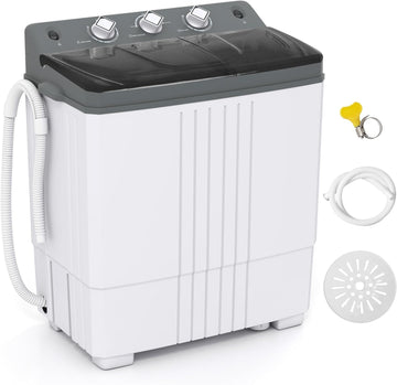 Portable Washing Machine, 20 LBS Washer & Spinner Combo with Built-in Drain Pump & Time Control, Compact Twin Tub 12