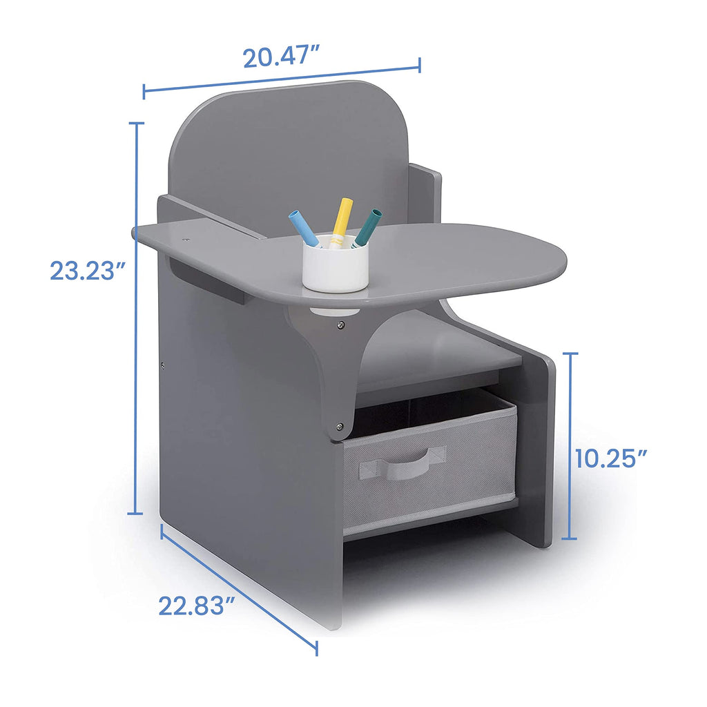 Children MySize Chair Desk with Storage Bin, Grey