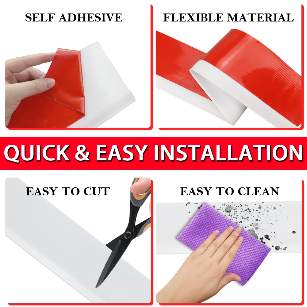 Vinyl Wall Base Rubber Baseboard Molding Trim Self Adhesive 4" Wide