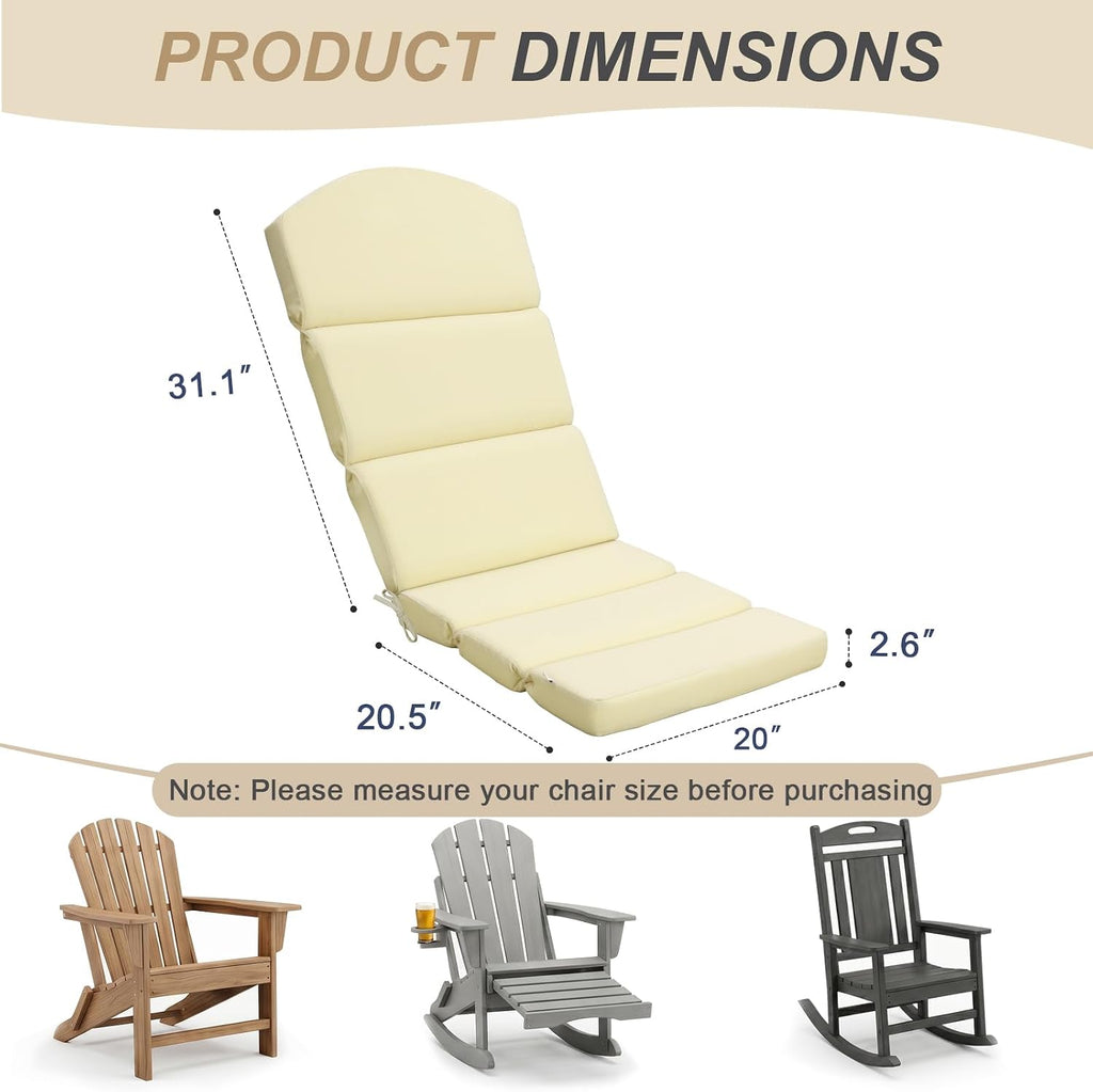 52x20 Inch Outdoor Adirondack Chair Cushion, Fade-Resistant and Water-Resistant Olefin Fabric Patio Chair Cushions