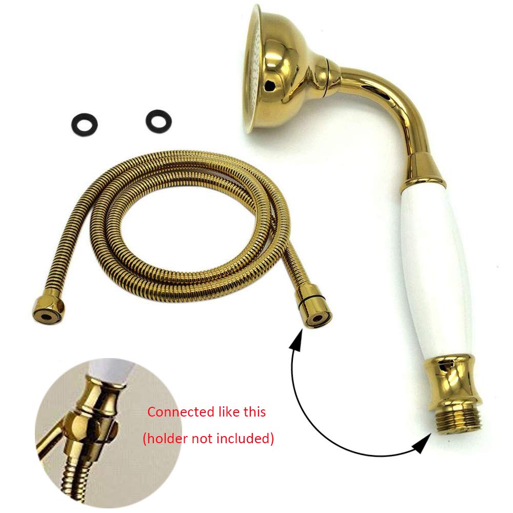 Vintage Handheld Shower Head with 59" Flexible Hose, Gold