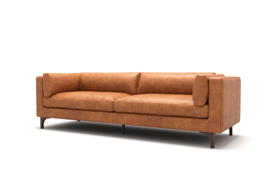 Mary Leather Couch 93" | Top Grain Nappa 11000 Leather Wide Seat, Solid Wood Frame, Plush Cushioning, Top-Stitched