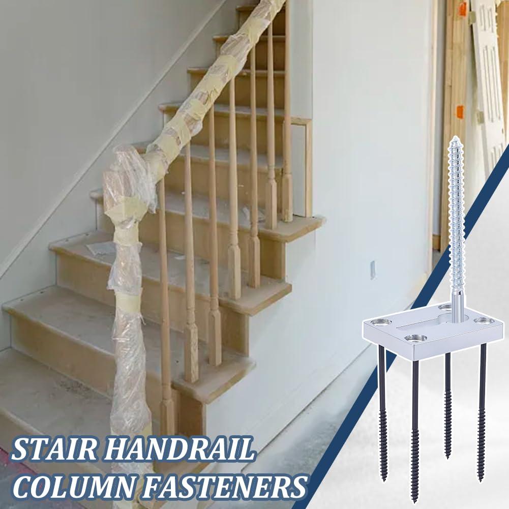 6 Sets 36Pcs Newel Post Fastener Carbon Steel Newel Post Fastener Mounting Kit Wood Handrail Installation Hardware
