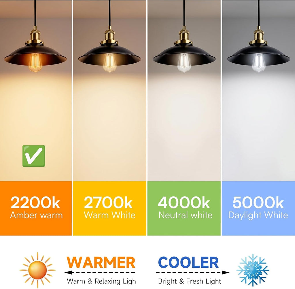 Vintage Edison LED Light Bulbs, 40W Equivalent E26 Dimmable, 4 Pack