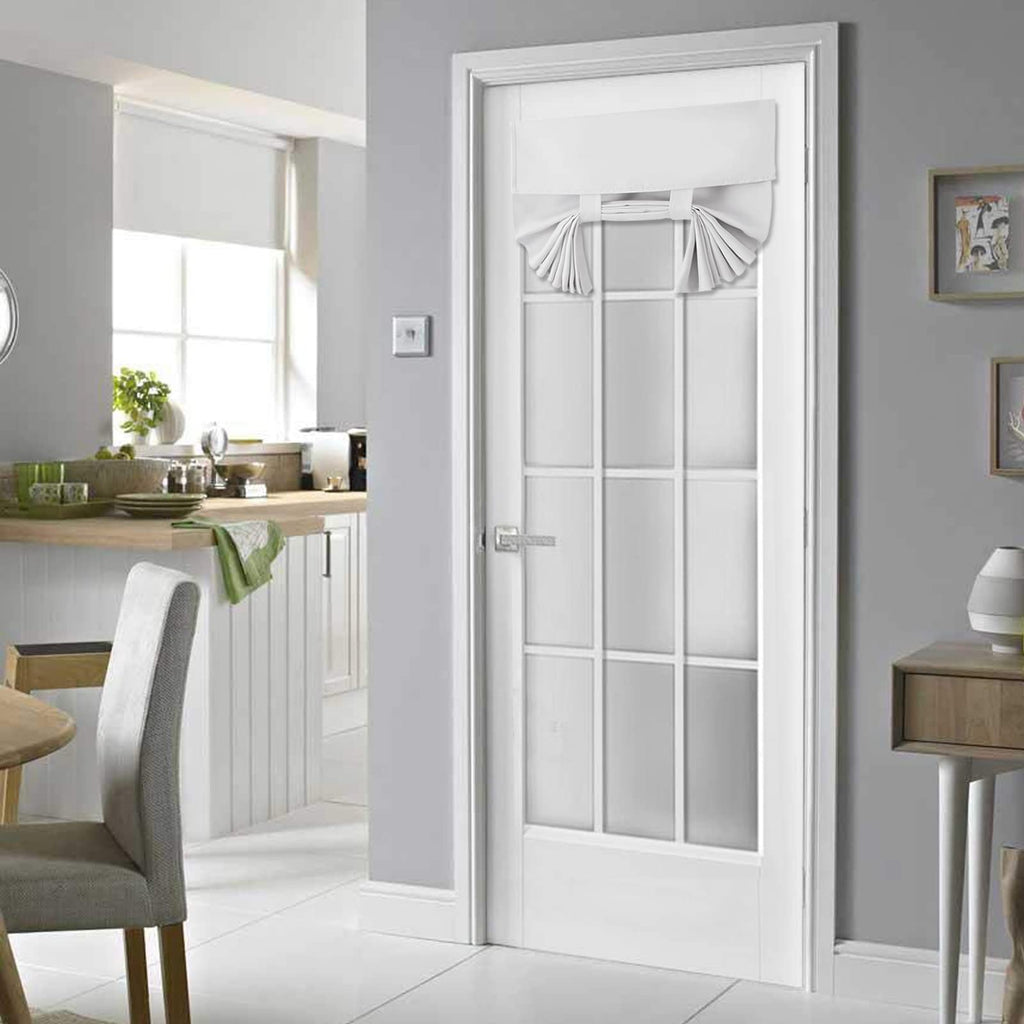100% Blackout French Door Curtains, Wrinkle Free, Room Darkening, Blocks Light and Heat Through Glass. Drill-Free