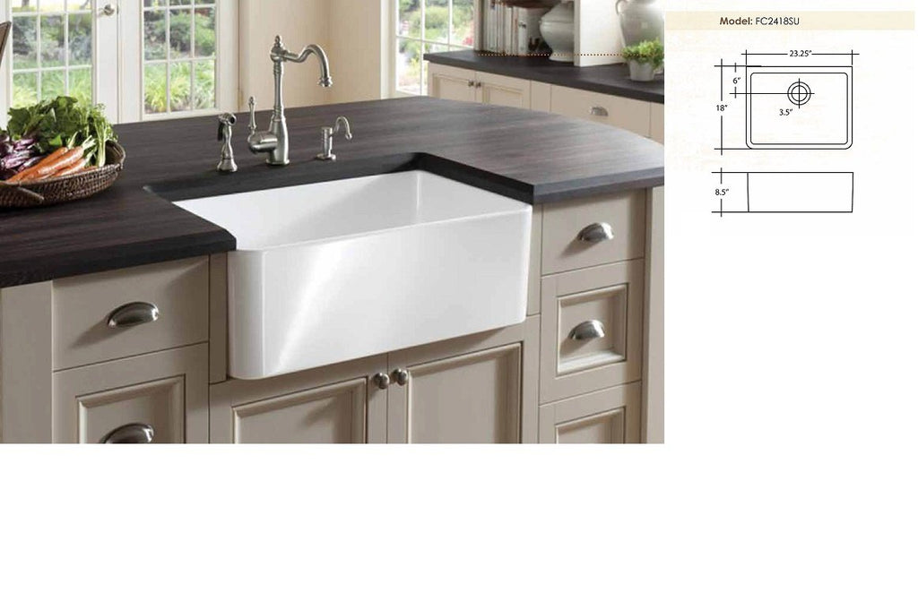 Sutton Fireclay sink, 24" Apron Front Farmhouse Kitchen Sink. Solid (Not Hollow)