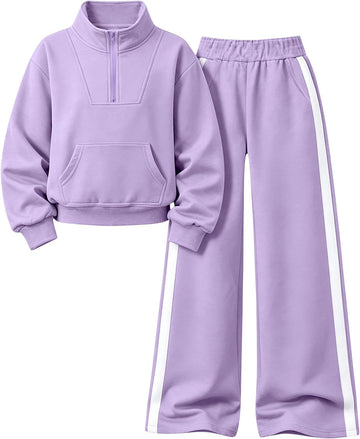 Clothes 2 Piece Sweatsuit Set Half Zip Sweatshirt & Pants Fall Winter Outfits for Teen Tween Girls